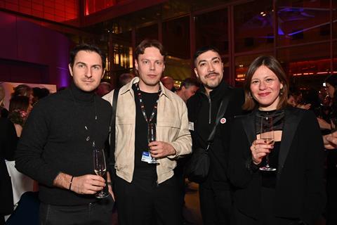 (L-R) Alex Tsilifonis, Mikko Mäkelä (Producer, Dust), James Watson (Producer, Dust), Zoe Kandyla (Hellenic Film and Audiovisual Center)